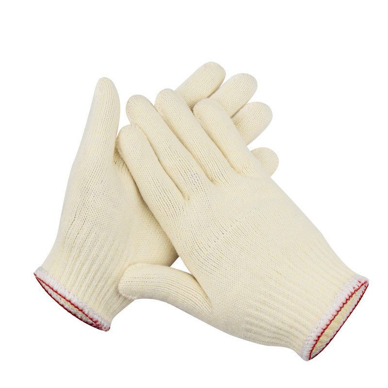 开拓劳保手套细线棉纱线手套橡胶手套工作司机耐磨手套针织款10副装