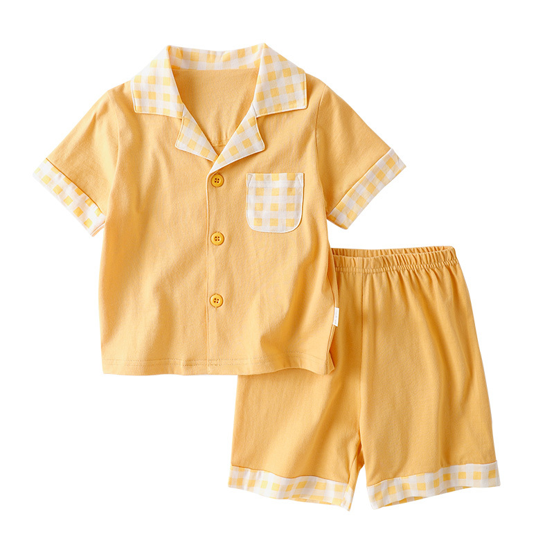 精典泰迪儿童睡衣短袖套装夏季宝宝半袖开衫男女童家居服