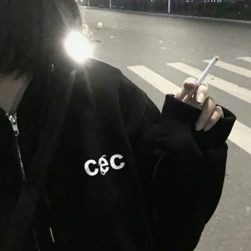 秋冬新款情侣装韩版印花拉链开衫连帽加绒卫衣女宽松学生外套