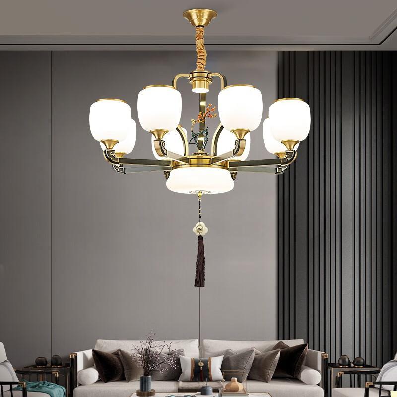 觅物新中式全铜吊灯客厅灯餐厅别墅大厅轻奢中山灯具大气新款禅意茶室