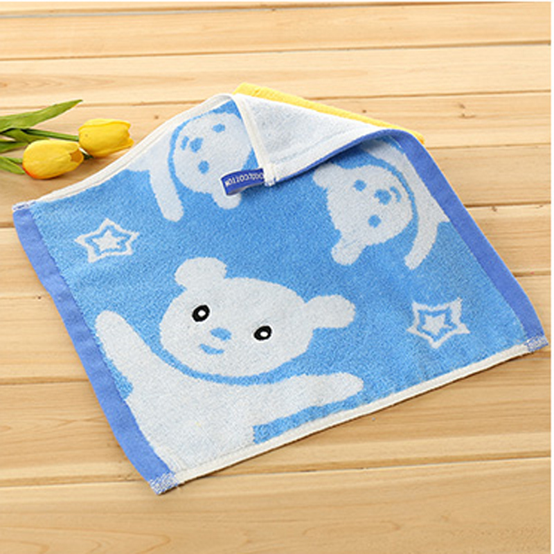 皖尧纯棉儿童30x30幼儿园毛巾(3条装)熊宝宝可爱幼儿园洗脸擦手小毛巾