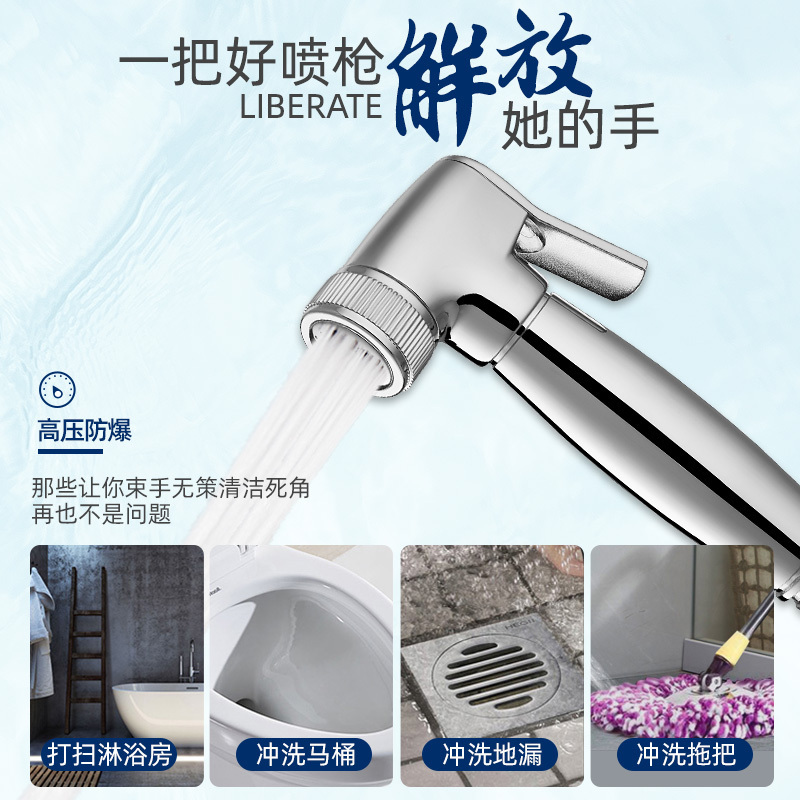 恒洁HEGII 挂墙带喷枪淋浴花洒套装全铜加厚龙头卫浴不锈钢淋浴花洒可带升降花洒911-333银色花洒