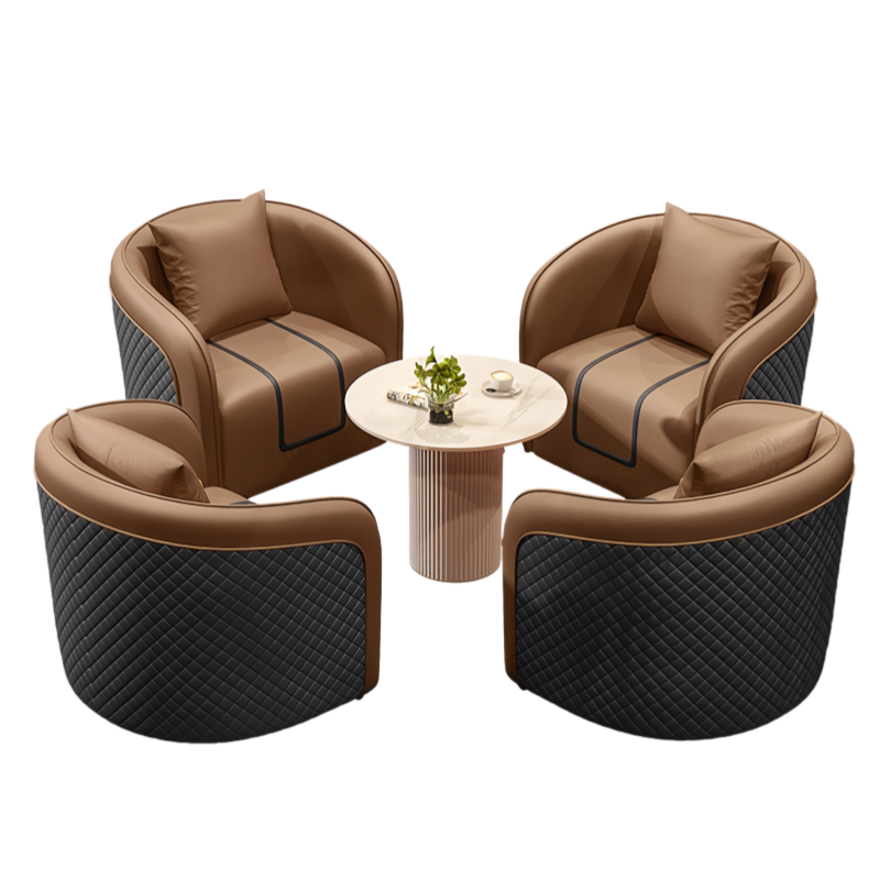 智叶舟接待沙发组合单人位*4+小圆桌70*70*50cm套高清大图