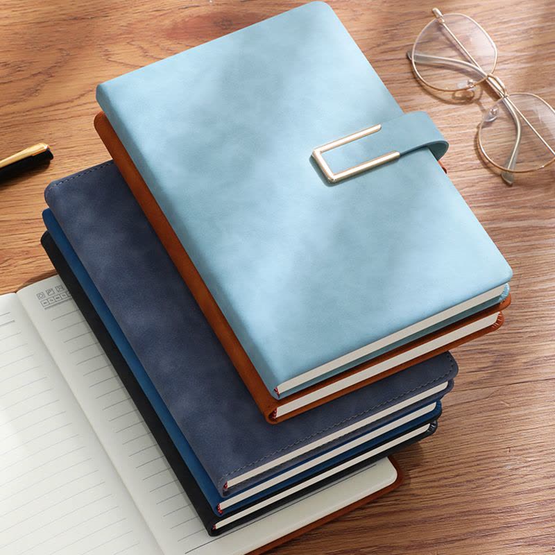 [补贴10%]A5笔记本子B5加厚记事软皮商务简约ins风学生会议记录批发考研日记超厚皮面工作新款带扣皮质记事本商务人士图片