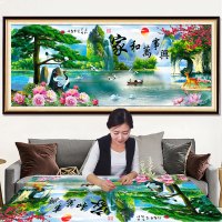 钻石画满钻家和万事兴客厅迎客松山水点贴钻十字绣2017新款山水画
