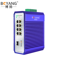 博扬 工业级POE交换机 一光八电千兆光纤收发器SFP 宽温导轨式以太网交换机 含电源不含模块 BY-ISUQ1081