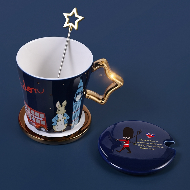 苏宁宜品高端定制马克杯英国比得兔马克杯带盖勺陶瓷杯子创意个性潮流