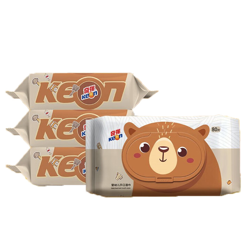 奇强湿巾1层*80片*4包呵护肌肤温和去渍QQSJD255