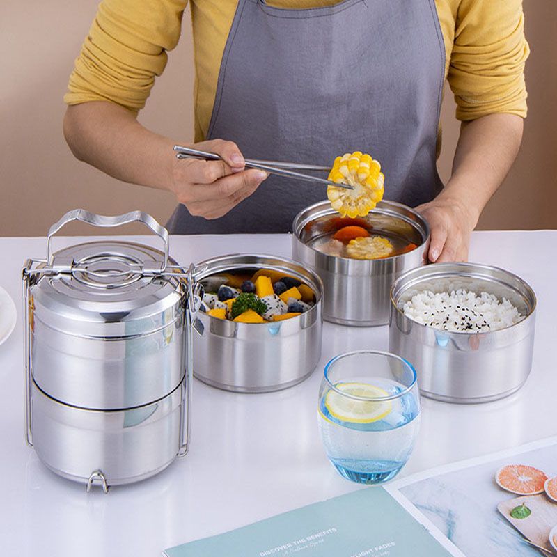 德国进口304食品级[14CM] 保温饭盒[二层] 304不锈钢保温饭盒成人多层手提便当盒学生加热餐盒提篮饭桶提锅