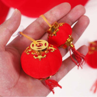 灯笼植绒小红灯笼串挂饰新年盆景装饰品树上小灯笼年货灯笼植20#直径16CM高度1CM 2只装
