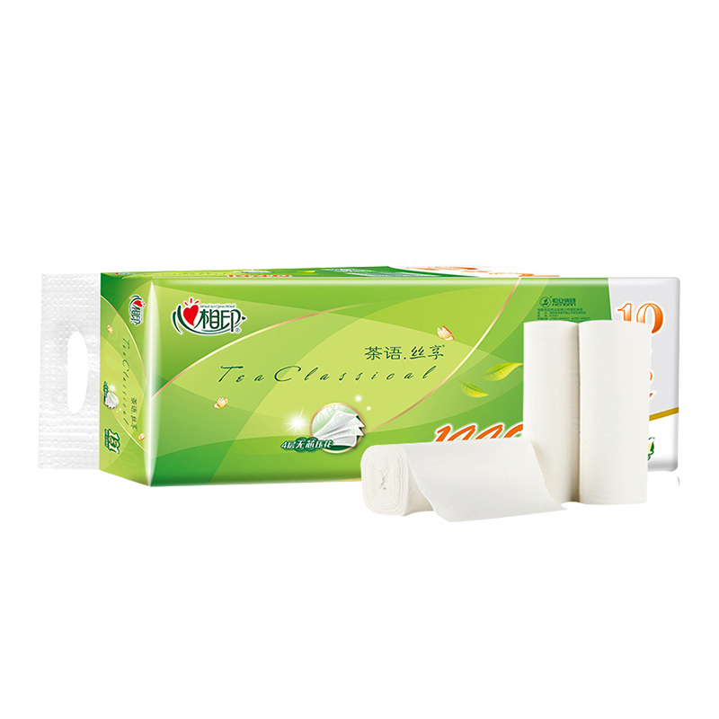 心相印rw110无芯卷纸四层压花茶语长卷母婴用纸家1440克12卷1提