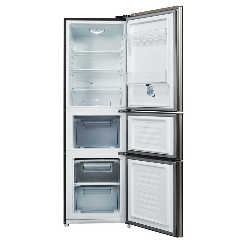 美菱软冷冻家用租房三门冰箱bcd210l3cjc银色