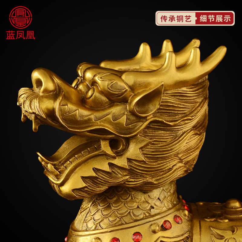 家柏饰(CORATED)铜摆件一对铜大号寓意财富卧室客厅 8号戏珠麒麟一对高清大图