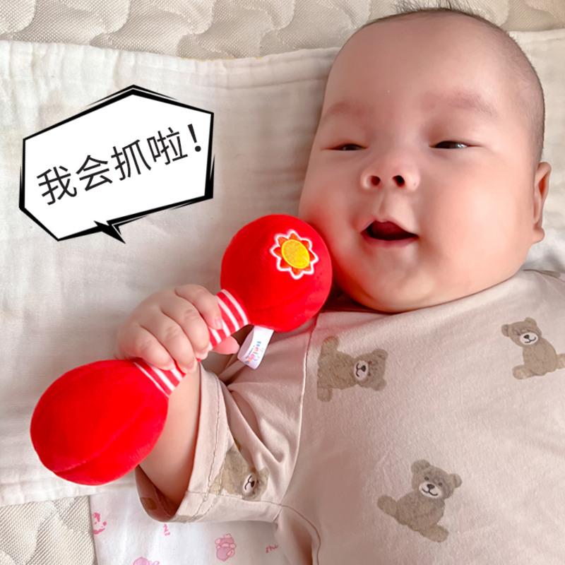 婴儿立体动物手摇铃 宝宝软布艺手抓握辨声追视响纸安抚玩具0-1岁高清大图