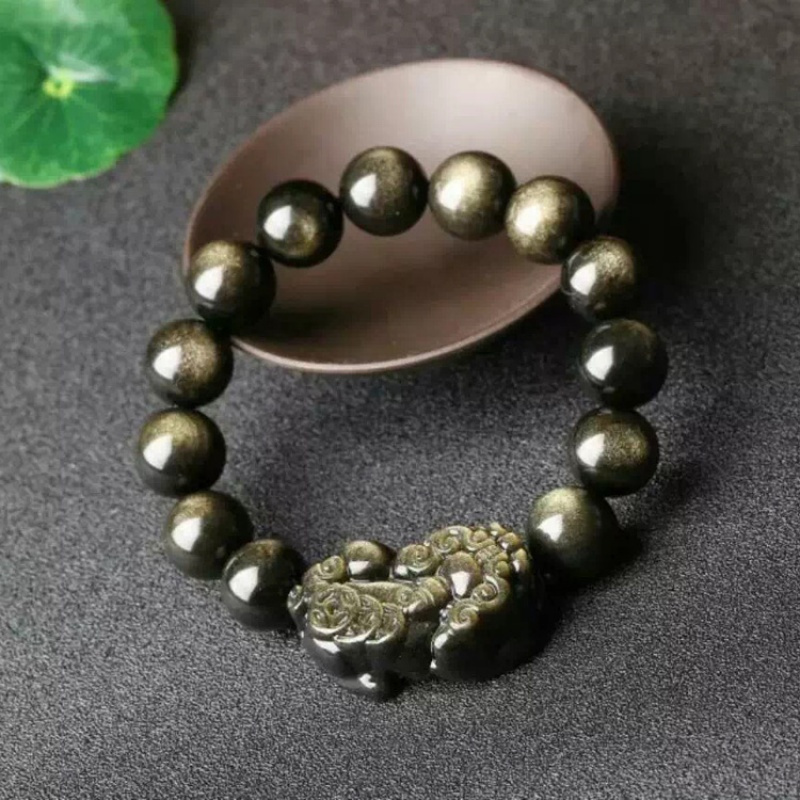 包邮正品天然金曜石貔貅手链黑曜石辟邪招财礼物水晶饰品男女款送女