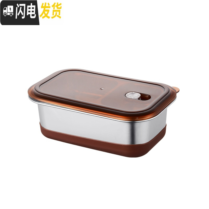 三维工匠304不锈钢保温饭盒便当盒分格双层学生带盖简约上班成人食堂餐盒 新蓝色饭盒+汤碗+筷勺+保温袋