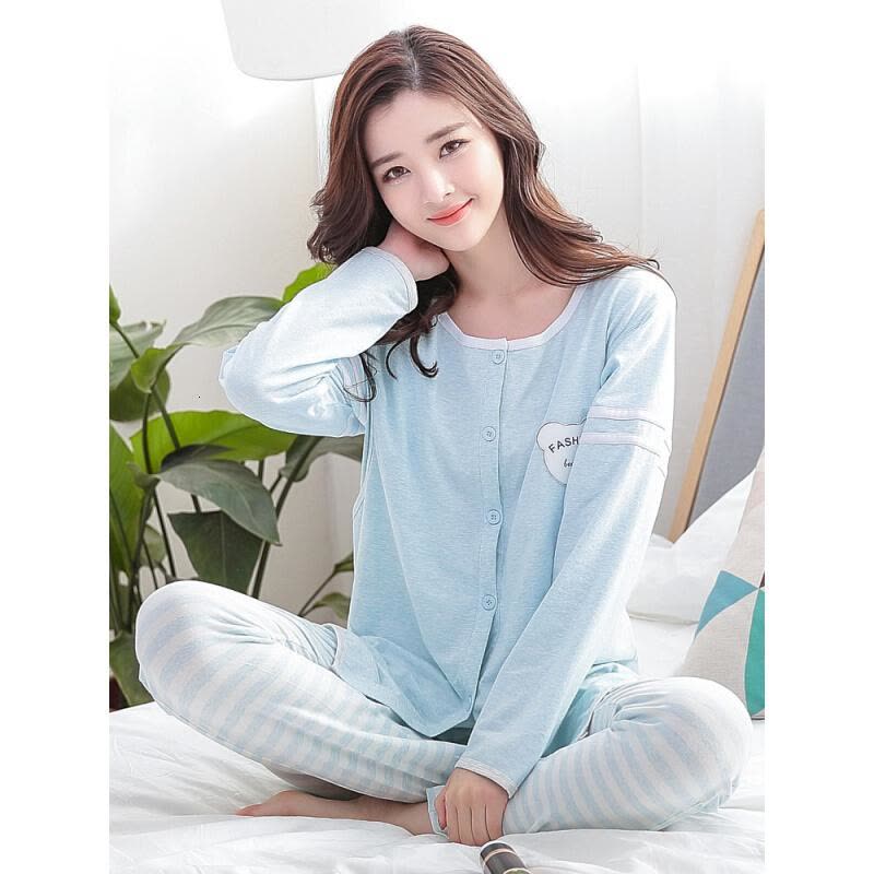 迪鲁奥(DILUAO)月子服春秋纯棉产后 孕妇睡衣夏季薄款哺乳睡衣产妇喂奶睡衣套装图片