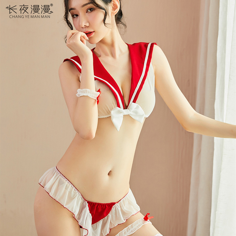 长夜漫漫情趣内衣性感超短裙制服诱惑性感可爱清纯学生装套装1530 粉色 均码(80-120斤)