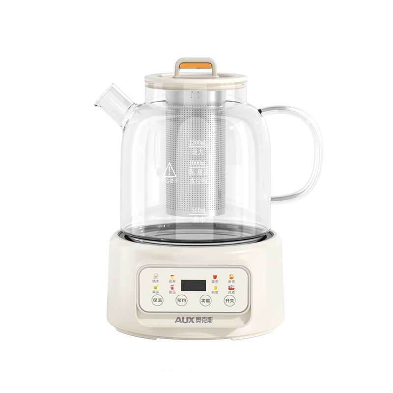 奥克斯养生壶ASH-08AY259 1.2L玻璃壶身 800W快煮 底盘加热 国产温控器 安全耐用