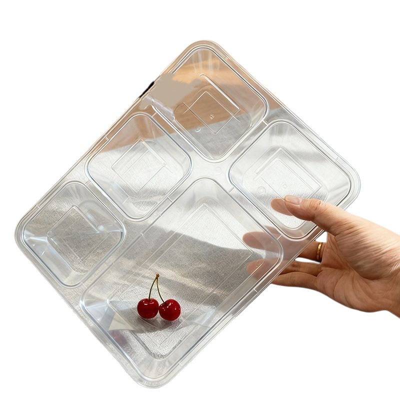 堡霓伐 一次性餐盒 透明五格 120套 箱高清大图