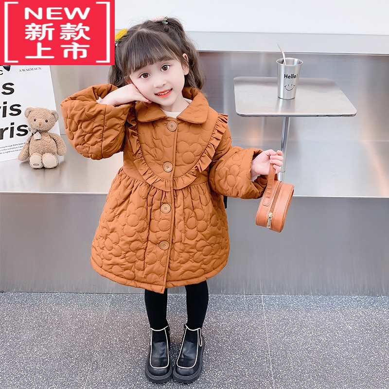 可莉允女童棉服冬装2022新款韩版洋气中长款儿童加厚棉衣宝宝小女孩外套