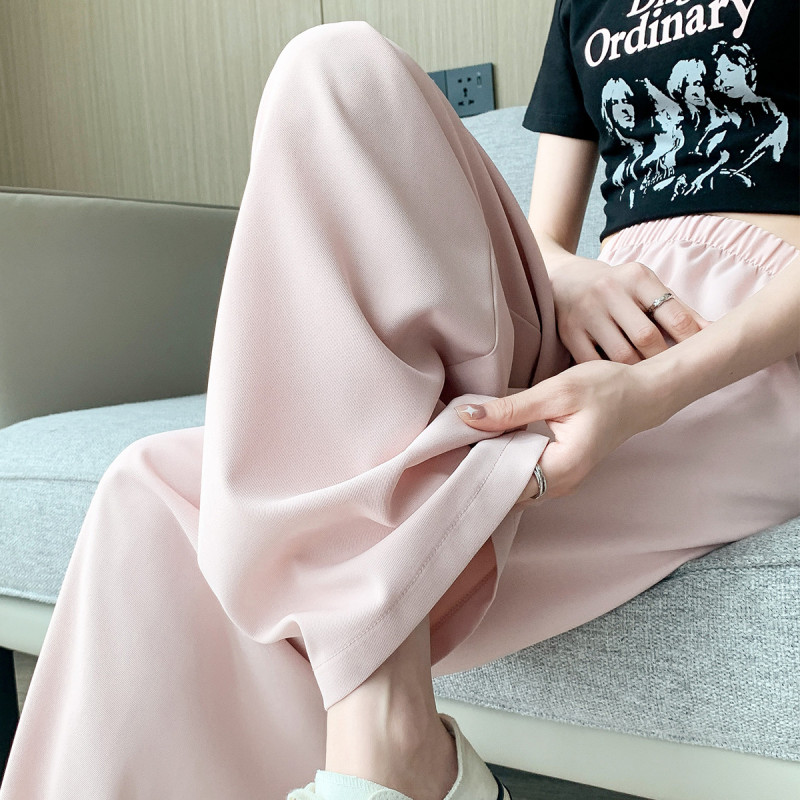 唐狮休闲长裤子女春夏季时尚休闲裤宽松休闲高腰垂感阔腿裤休闲阔腿裤