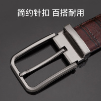 牛当家(CattleOWN)男士皮带鳄鱼纹裤腰带男真皮青年裤带头层牛皮针扣皮带3136