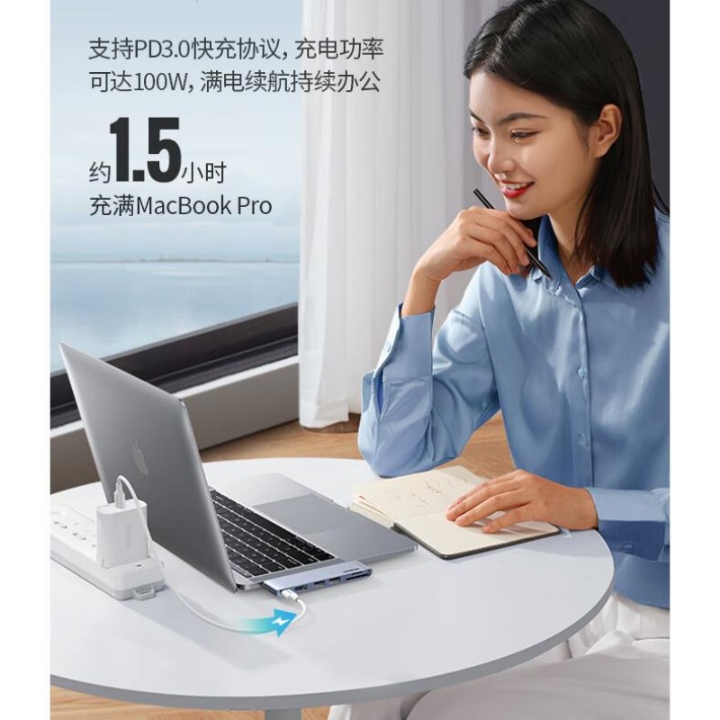 绿联 转换器/扩展坞 Type-C扩展坞多USB 4K60Hz转换HDMI转接头电脑 USB3.0 灰色 1个高清大图