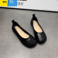 聚范法式温柔浅口单鞋女2024新款夏季仙女风软平底豆豆鞋一脚蹬奶奶风 黑色 37