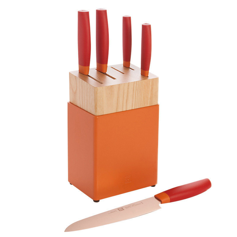 双立人(ZWILLING)Now玫瑰金系列刀具6件套中片刀多用刀菜刀全套刀具套装 石榴色
