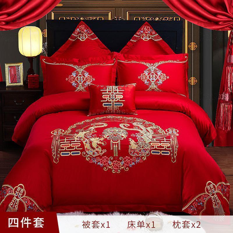 美帮汇婚庆四件套全棉刺绣大结婚六八件套全棉床单被套床上用品高清大图