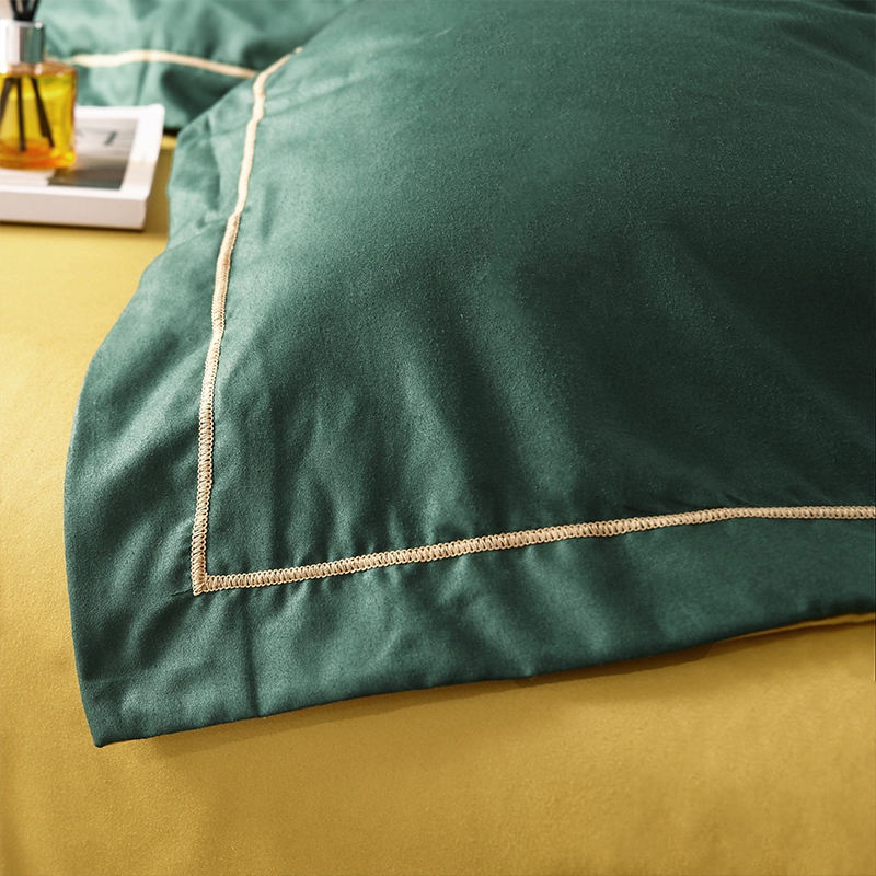 美帮汇简约色北欧床上四件套1.8m被单双人床被罩刺绣床单单人宿舍高清大图