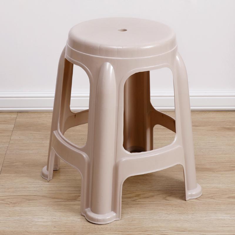 汐岩加厚塑料凳子家用板凳方凳高凳简约客厅餐桌塑胶椅经济型胶凳椅子 单色款卡其色:4张
