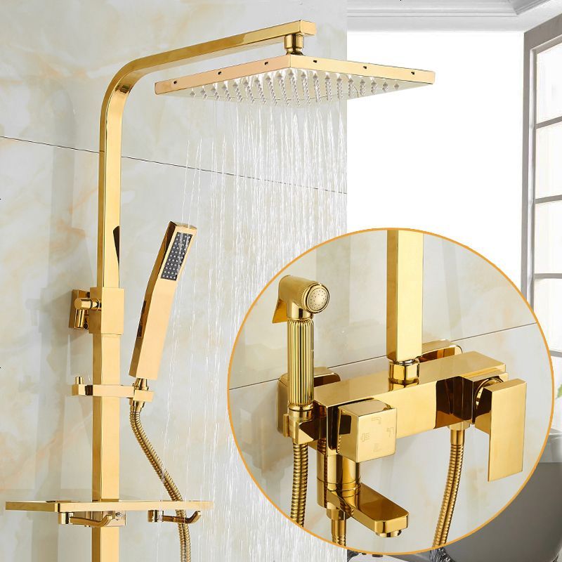 海澳德全铜卫生间智能数显花洒金色淋浴喷头套装浴室淋浴器冷热水家用