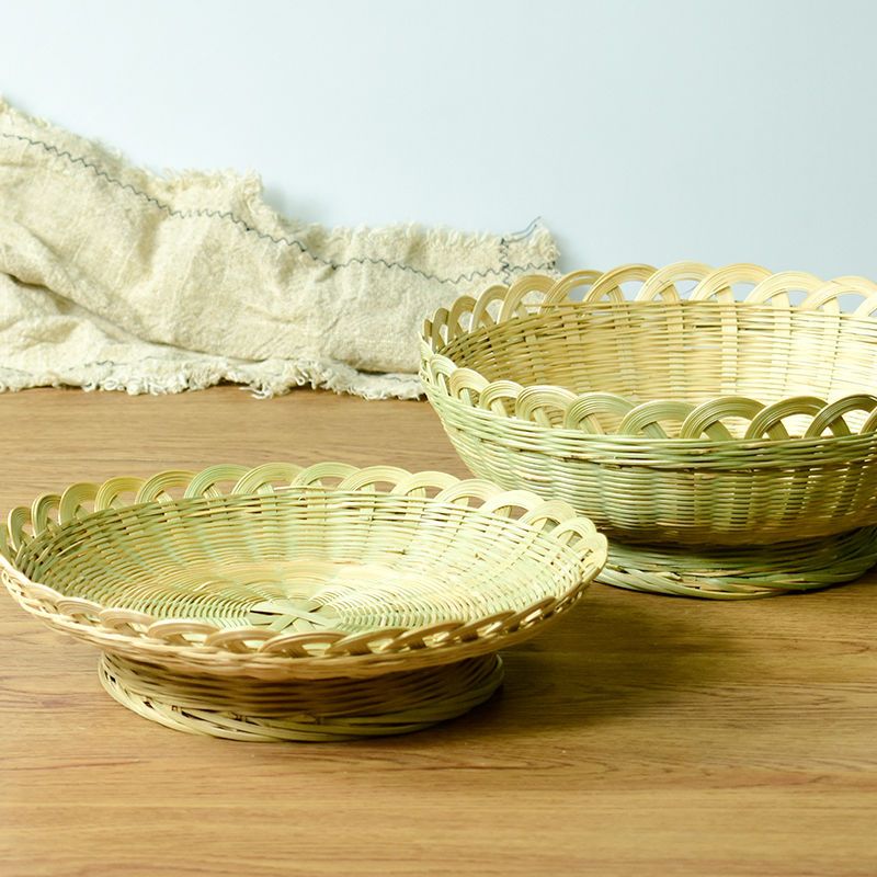 手工竹编收纳整理筺装馒头馍馍竹筐厨房洗菜沥水水果竹篮子小箩筐平底