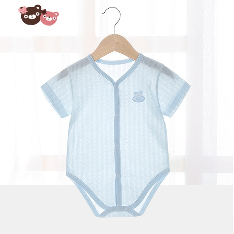 绿彩虹光新生婴儿连体衣夏季薄款宝宝衣服包屁衣夏装三角哈衣爬服短袖