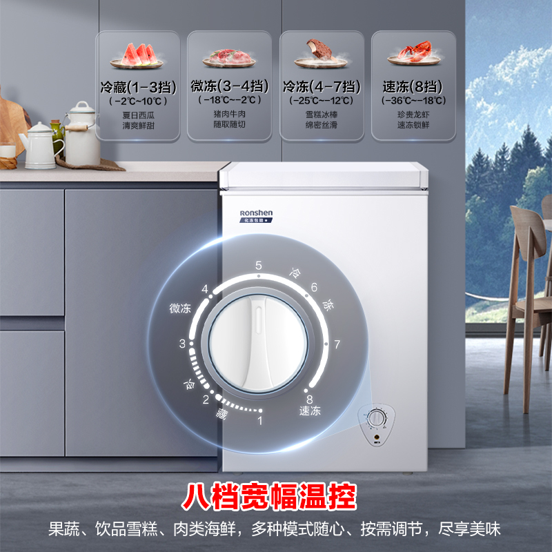 容声(Ronshen)100升顶开门小型冰柜 一级能效 母婴家用冷藏冷冻转换节能单温 (白)BD/BC-100MB高清大图
