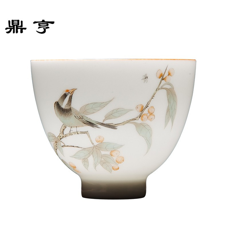 鼎亨手绘主人杯花鸟品茗杯单杯小茶杯景德镇茶具品茶杯