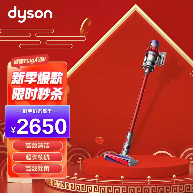 戴森(Dyson)无绳吸尘器 V10 Fluffy Extra 40分钟地面续航 家用除螨 整机过滤 4款配件吸头