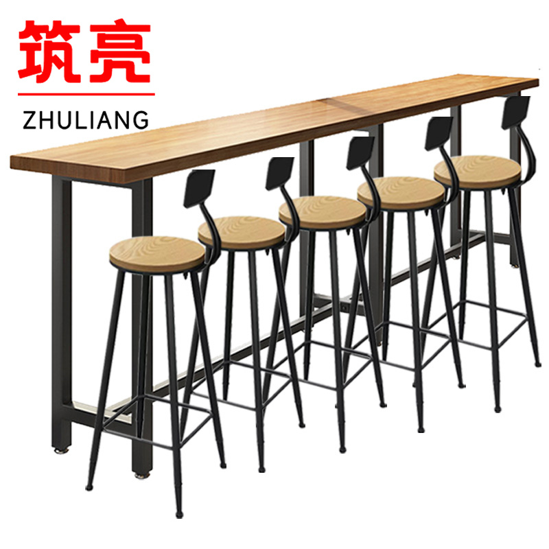 筑亮 吧台桌椅 280*40*105cm+5椅 套高清大图