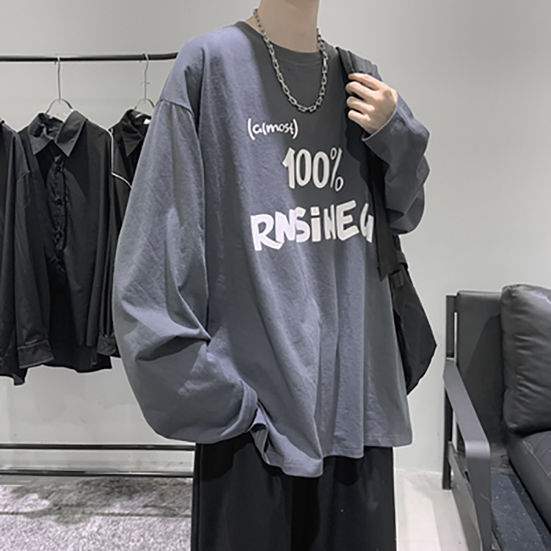 港风长袖t恤男打底衫百搭内搭春秋薄款上衣服潮牌ins宽松秋装莎丞