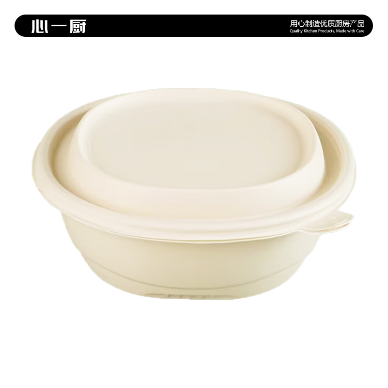 心一厨 一次性餐盒 可降解玉米淀粉汤盒食品饭盒外卖快餐盒圆形碗 X4017[550ML]10个装高清大图
