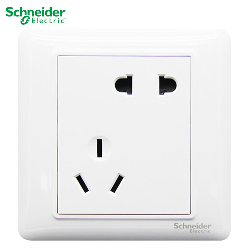 施耐德电气Schneider Electric开关插座家用 86型睿意系列 经典白 五孔电源插座单控电源面板电视电脑 经典白 斜五孔插座