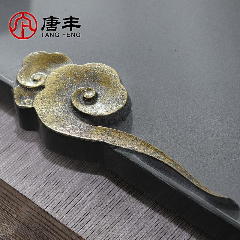 家柏饰(CORATED)乌金石茶盘石头祥云茶托整块家用大号茶台办公简约茶几190178高清大图