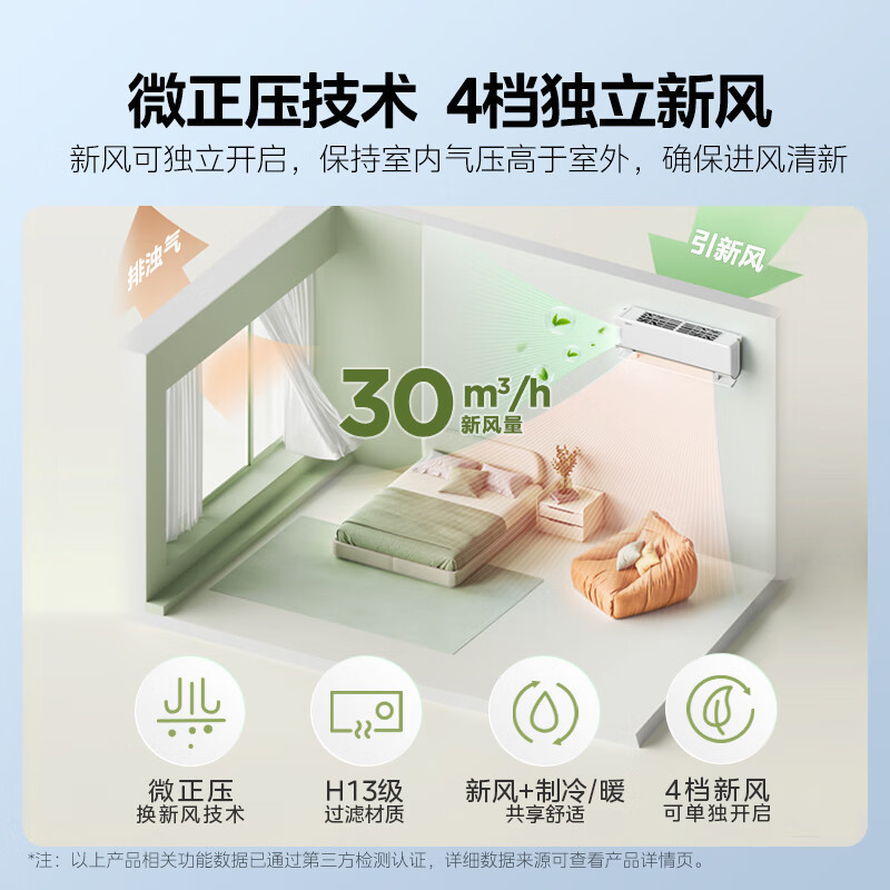Midea/美的空调 1.5匹 新一级变频 智能冷暖壁挂式挂机 焕新风KFR-35GW/N8MKA1A 以旧换新