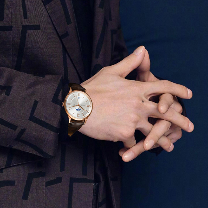 瑞士嘉年华(CARNIVAL)正品手表全自动机械表 男表休闲时尚皮带男士腕表进口机芯防水品牌复古腕表528G高清大图