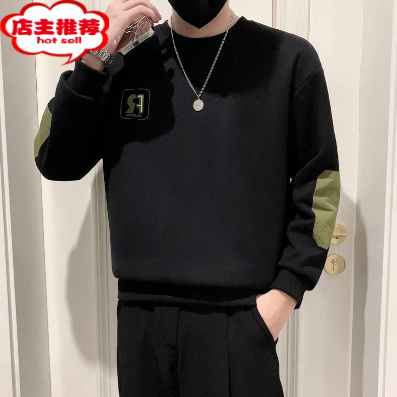 SHANCHAO欧洲站卫衣t恤男士秋季2023新款长袖打底衫男装外套男上衣服