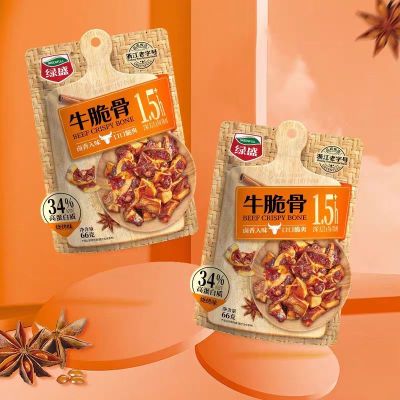 绿盛牛脆骨66g烧烤味网红休闲小包装香辣即食零食追剧卤味小零食*1袋装 烧烤味 66g