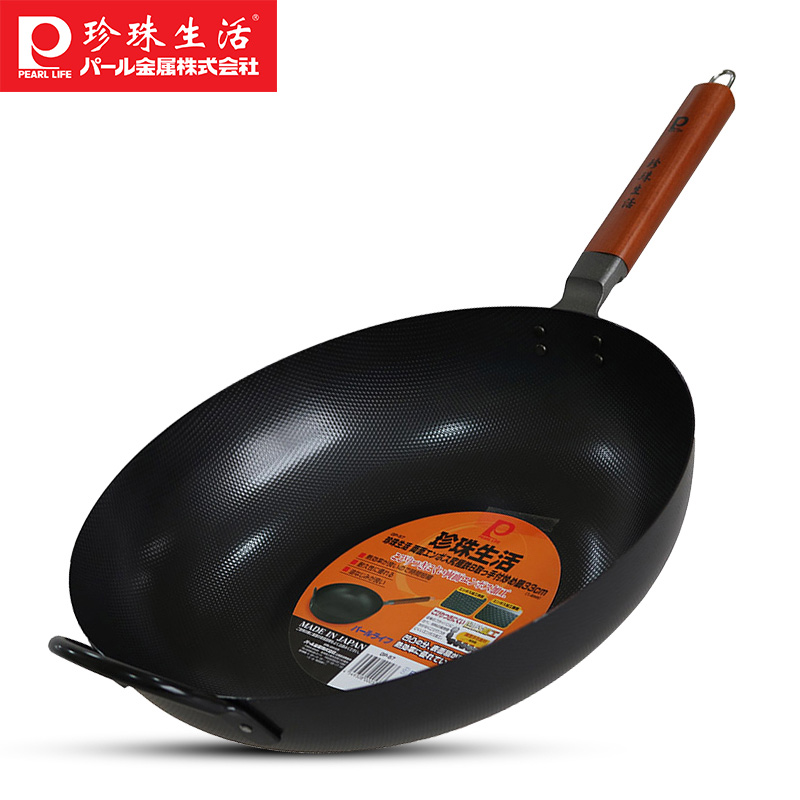 珍珠生活（PEARL LIFE）炒锅铁锅GP-57无涂层不易粘日本制造加大加厚高纯铁凹凸纹理 33cm高清大图