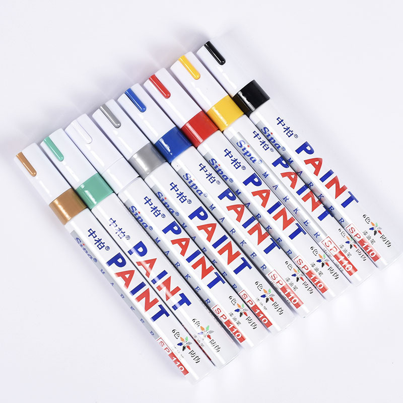 中柏sp110油漆笔白色3支中柏油漆笔不掉色汽车轮胎笔补漆笔防水记号